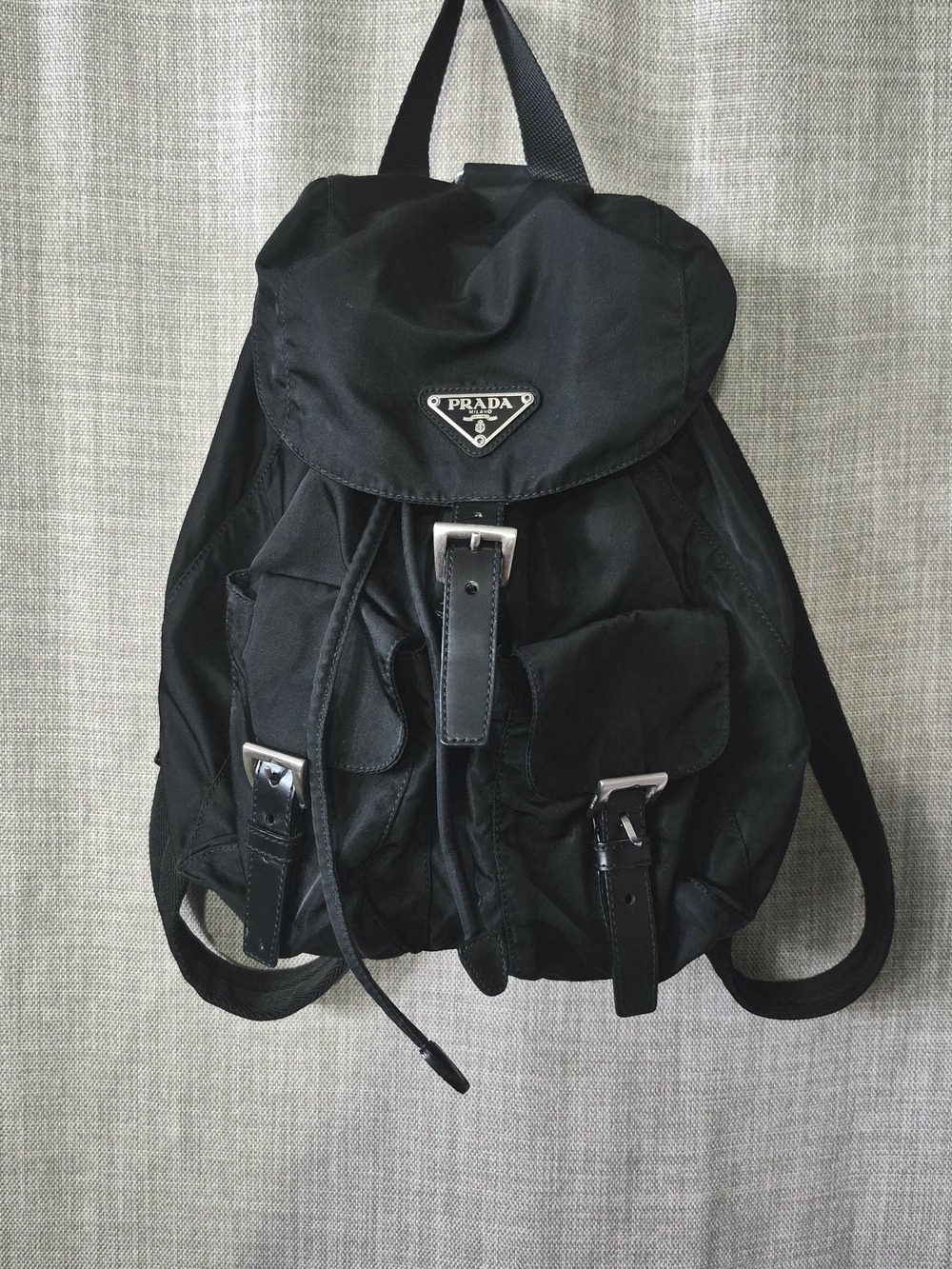 Prada Black Nylon Backpack with Silver-Tone Hardware